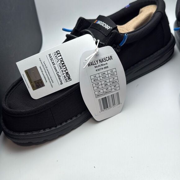 HEYDUDE NASCAR Wally MENS SIZE 10 Black Shoes NEW With Box - Picture 6 of 7